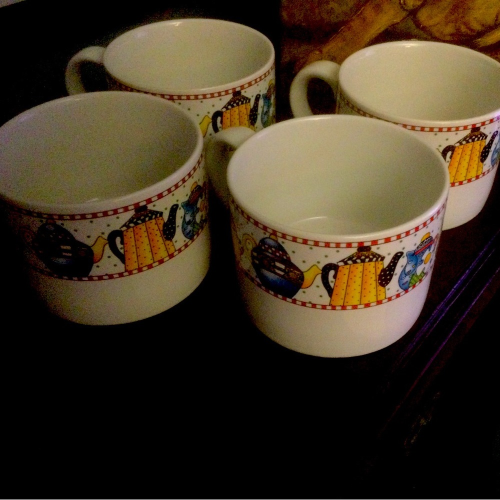 Mary Engelbreit Afternoon Tea set of four vintage mugs